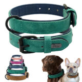 Leather Dog Collar Soft Padded Pet Collar for Small Medium Large Dogs Collars collar perro Pitbull Labrador German Shepherd